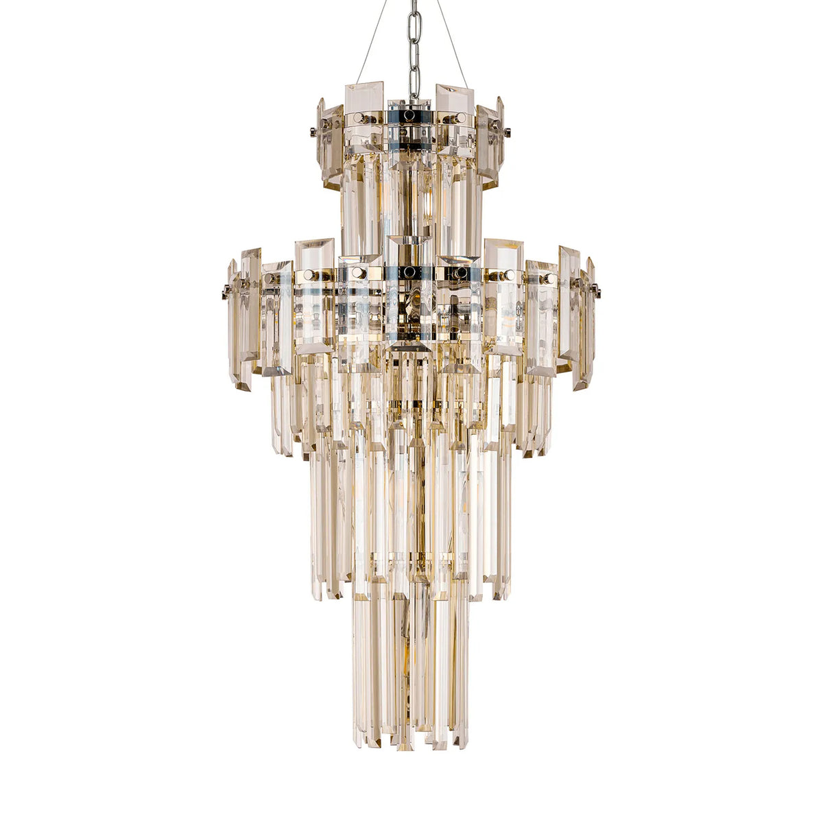 Velator 410mm Tall Pendant in Polished Nickel with Champagne Crystal Glass