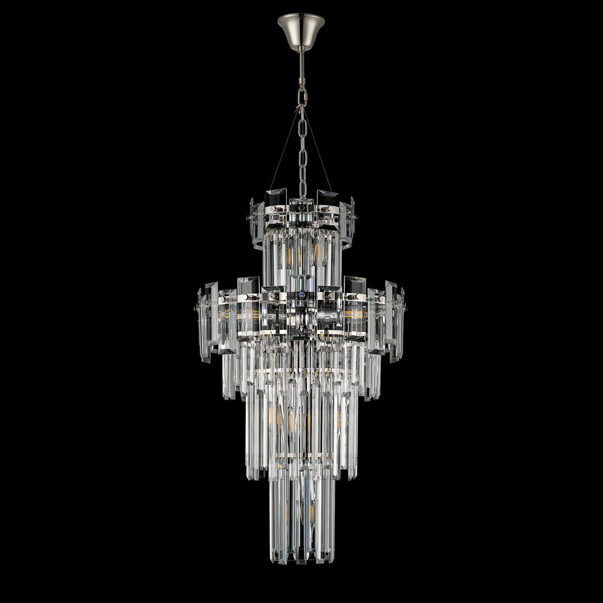 Velator 410mm Tall Pendant in Polished Nickel with Clear Crystal Glass