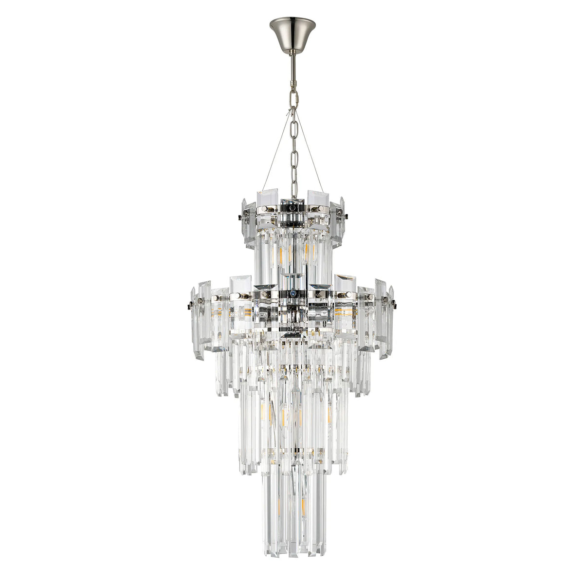 Velator 410mm Tall Pendant in Polished Nickel with Clear Crystal Glass