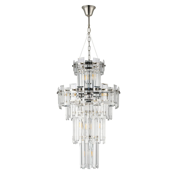 Velator 410mm Tall Pendant in Polished Nickel with Clear Crystal Glass