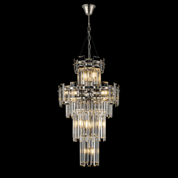 Velator 410mm Tall Pendant in Polished Nickel with Clear Crystal Glass