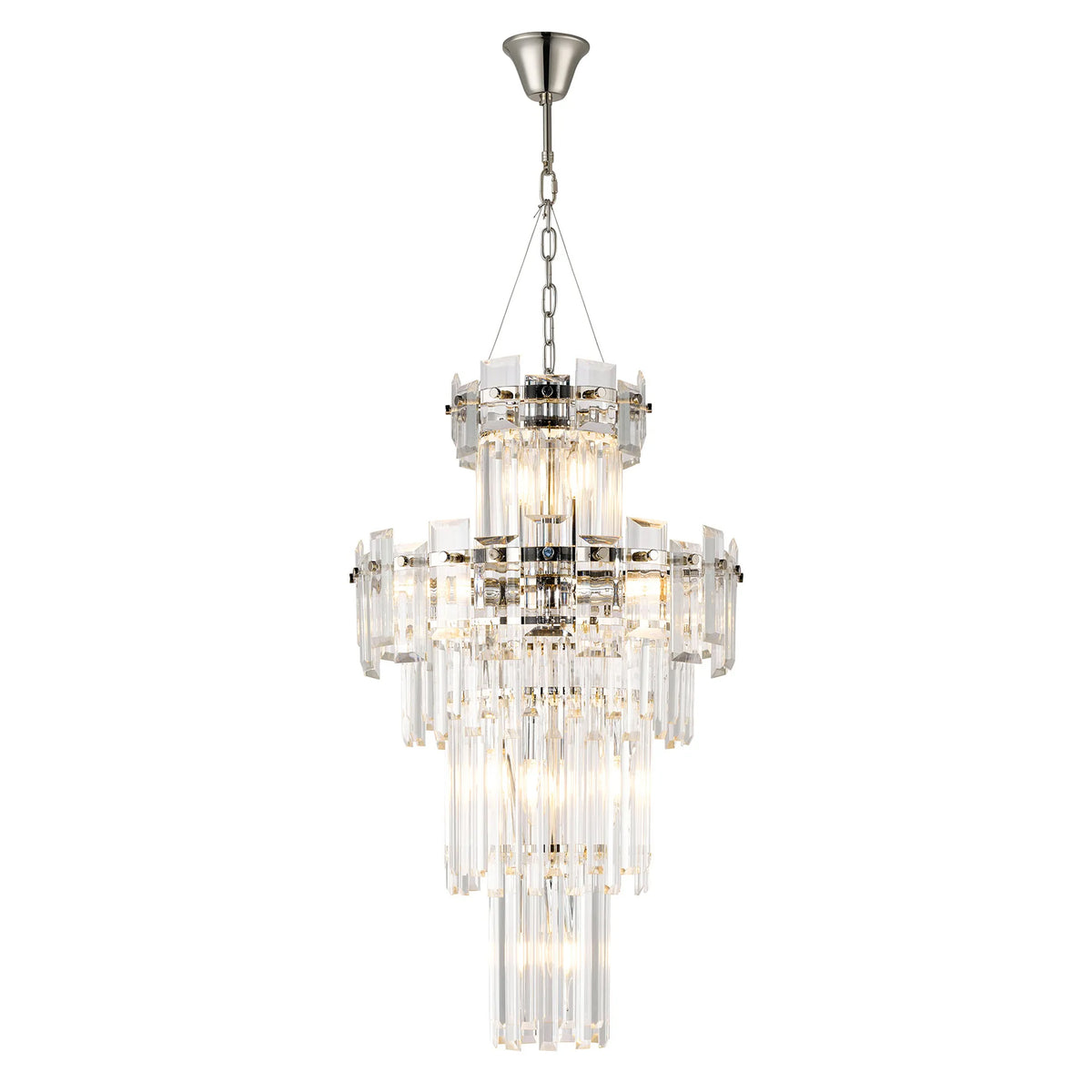 Velator 410mm Tall Pendant in Polished Nickel with Clear Crystal Glass