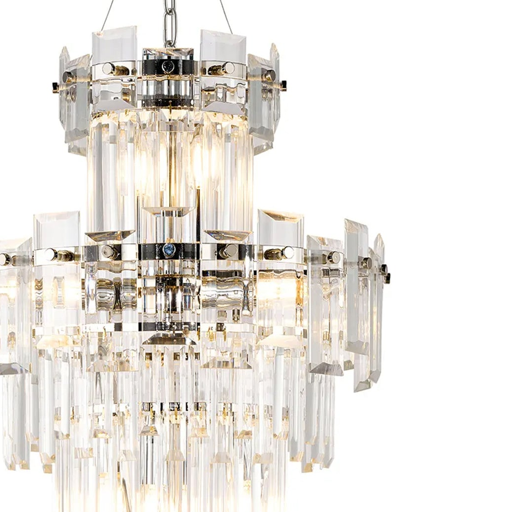 Velator 410mm Tall Pendant in Polished Nickel with Clear Crystal Glass
