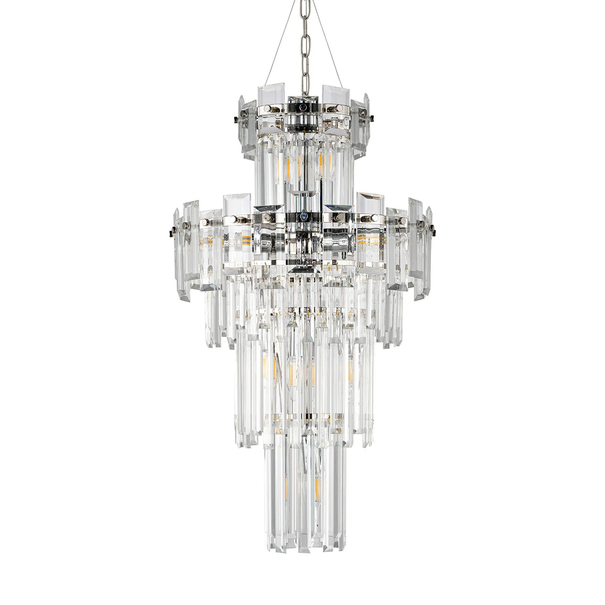 Velator 410mm Tall Pendant in Polished Nickel with Clear Crystal Glass