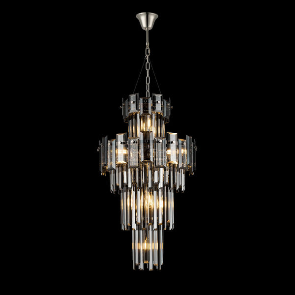 Velator 410mm Tall Pendant in Polished Nickel with Smoked Crystal Glass