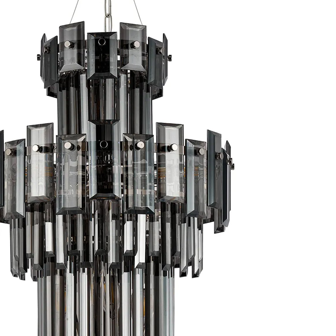 Velator 410mm Tall Pendant in Polished Nickel with Smoked Crystal Glass