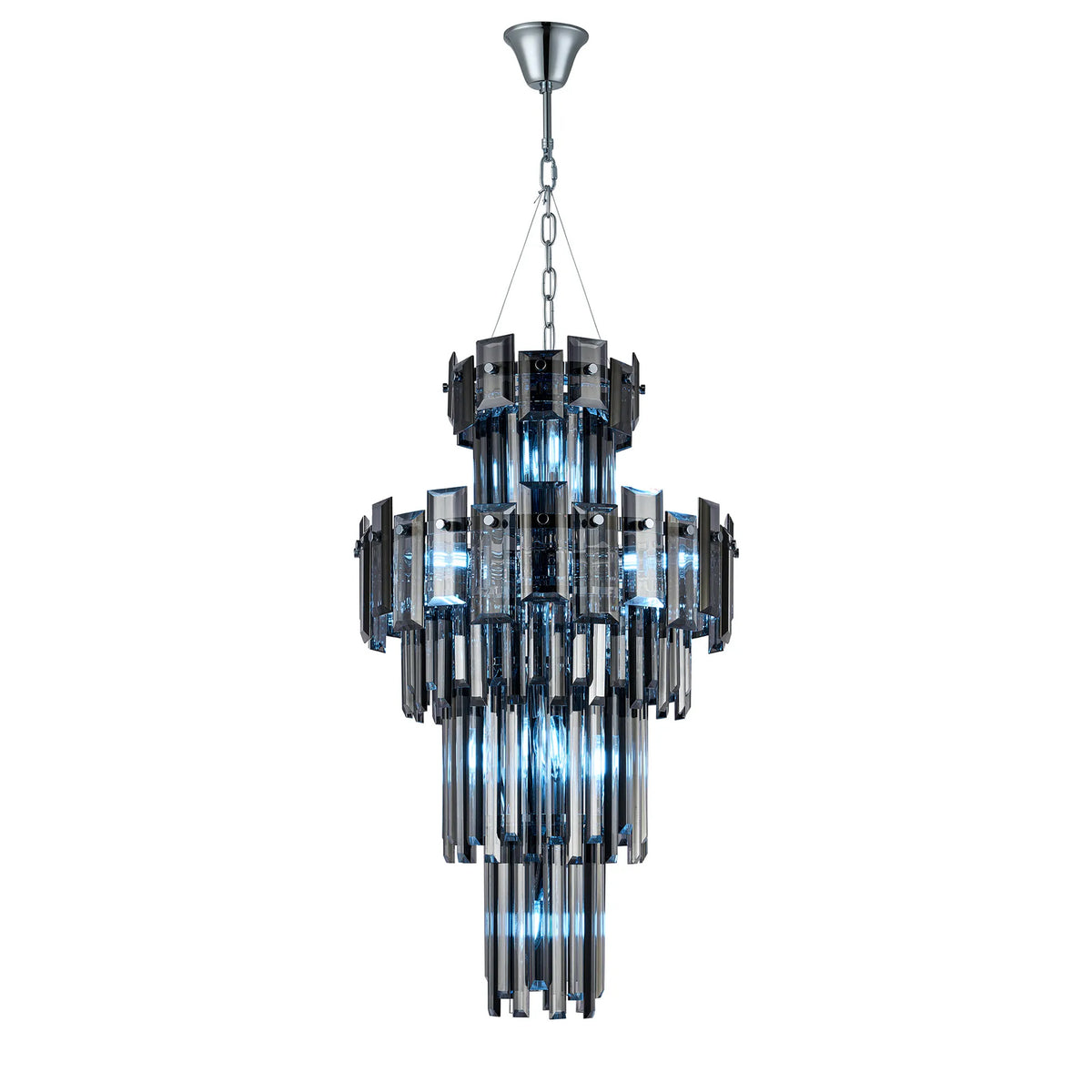 Velator 410mm Tall Pendant in Polished Nickel with Smoked Crystal Glass