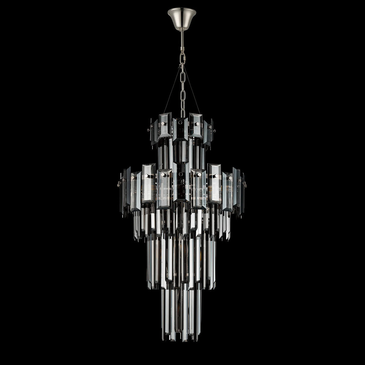Velator 410mm Tall Pendant in Polished Nickel with Smoked Crystal Glass