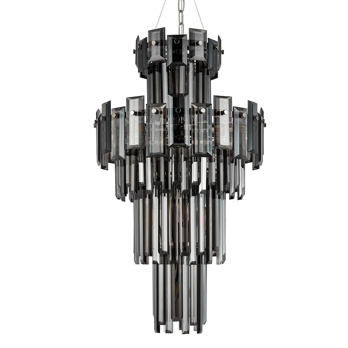 Velator 410mm Tall Pendant in Polished Nickel with Smoked Crystal Glass