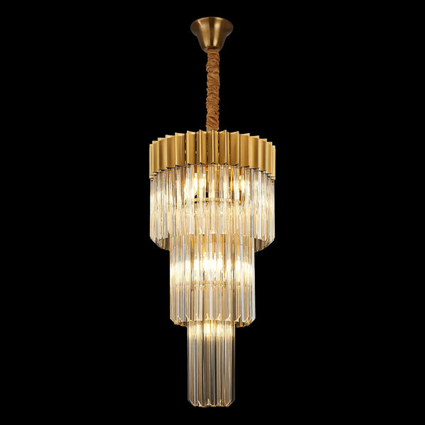 Kentisbeare 400mm 3 Tier Chandelier in Brass & Cognac Glass