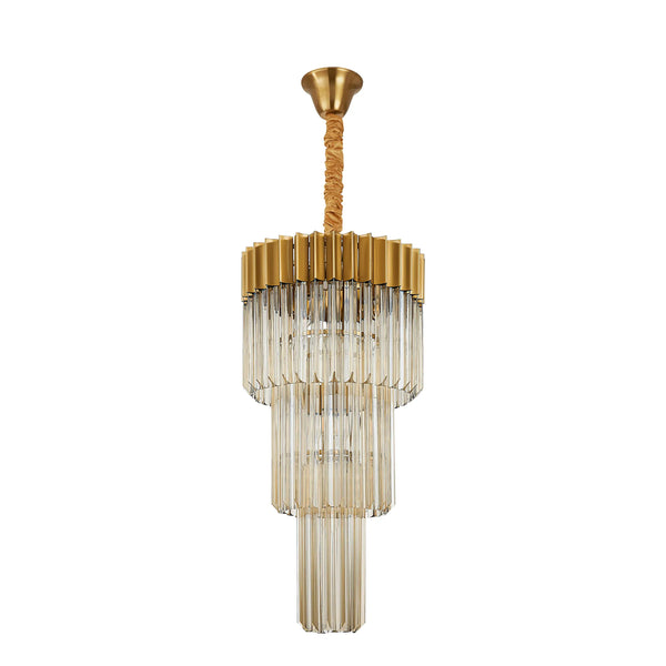 Kentisbeare 400mm 3 Tier Chandelier in Brass & Cognac Glass