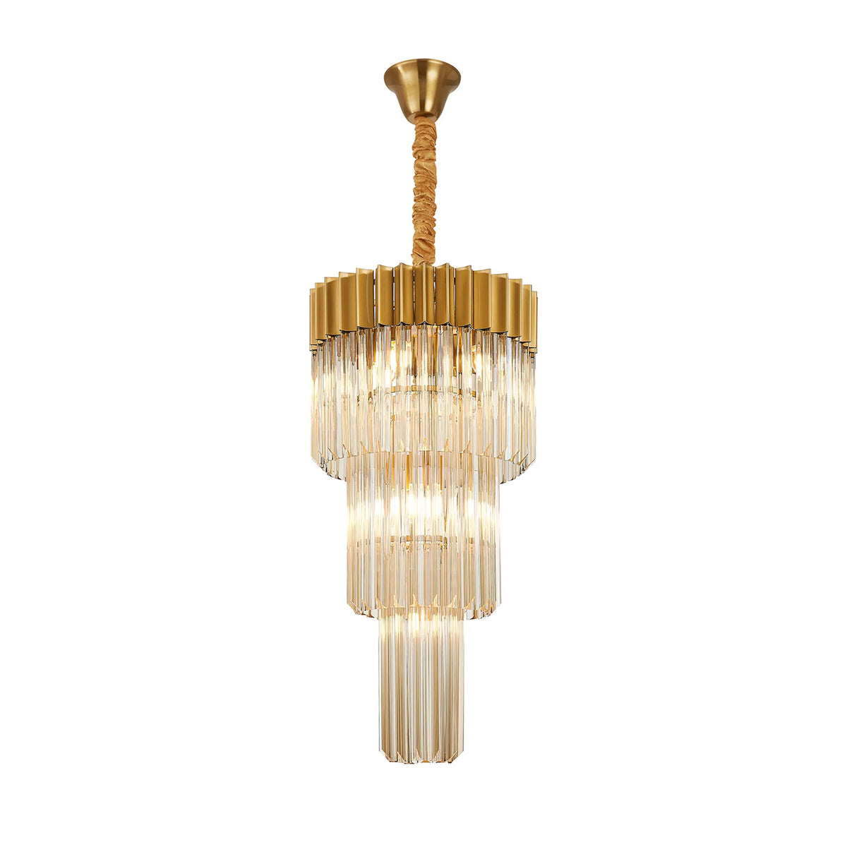 Kentisbeare 400mm 3 Tier Chandelier in Brass & Cognac Glass