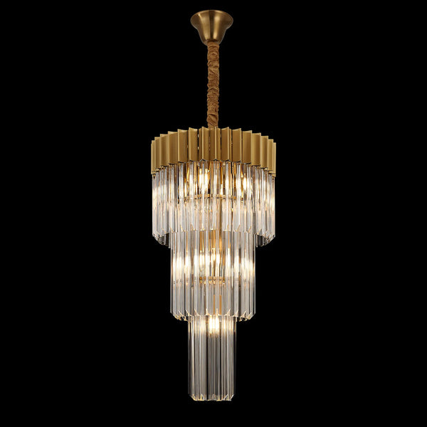Kentisbeare 400mm 3 Tier Chandelier in Brass & Clear Glass