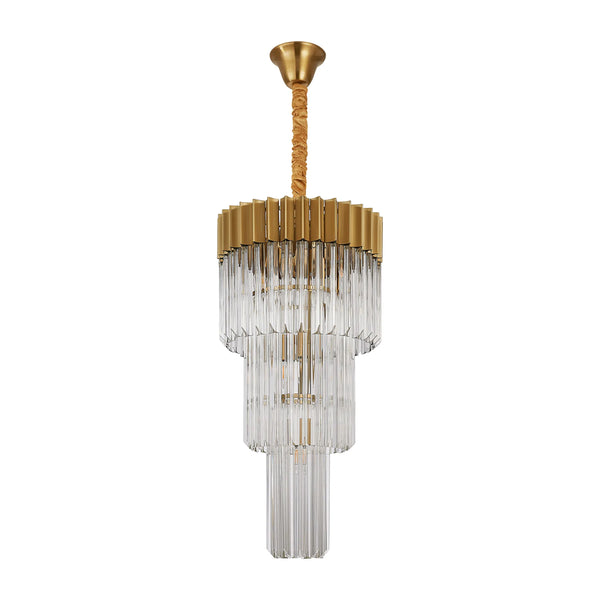 Kentisbeare 400mm 3 Tier Chandelier in Brass & Clear Glass
