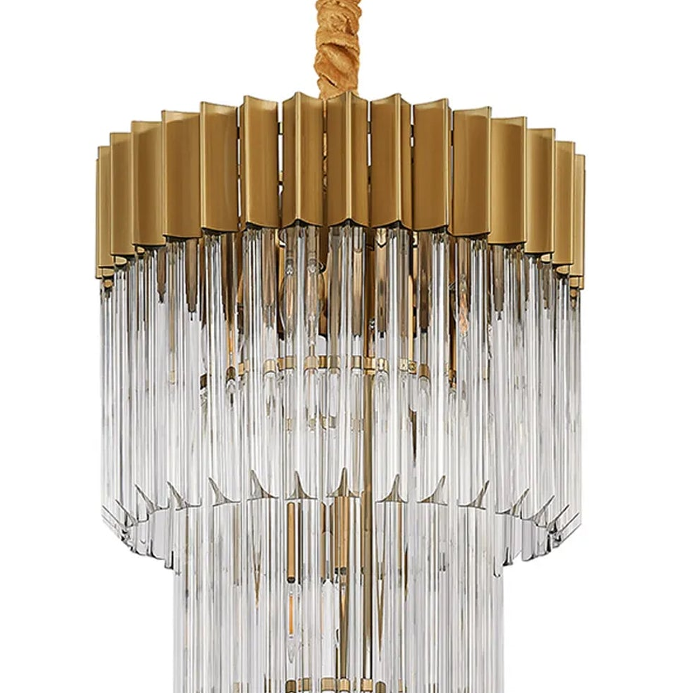 Kentisbeare 400mm 3 Tier Chandelier in Brass & Clear Glass