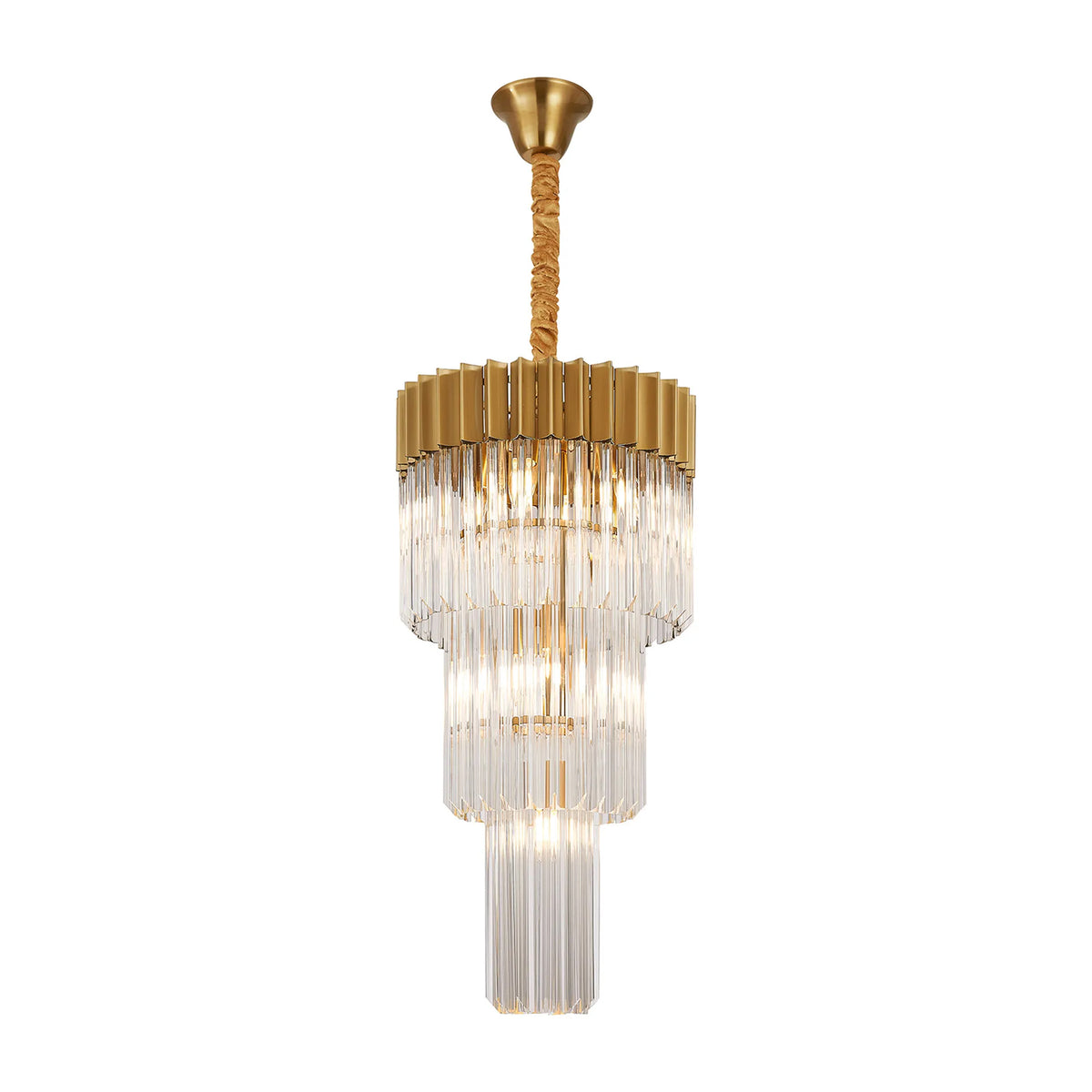 Kentisbeare 400mm 3 Tier Chandelier in Brass & Clear Glass
