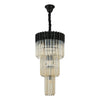 Kentisbeare 400mm 3 Tier Chandelier in Matt Black & Cognac Glass