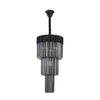 Kentisbeare 400mm 3 Tier Chandelier in Matt Black & Smoked Glass