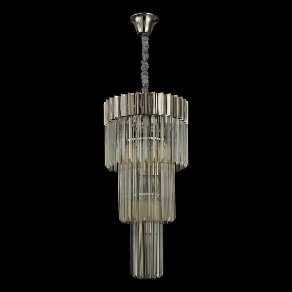 Kentisbeare 400mm 3 Tier Chandelier in Polished Nickel & Cognac Glass