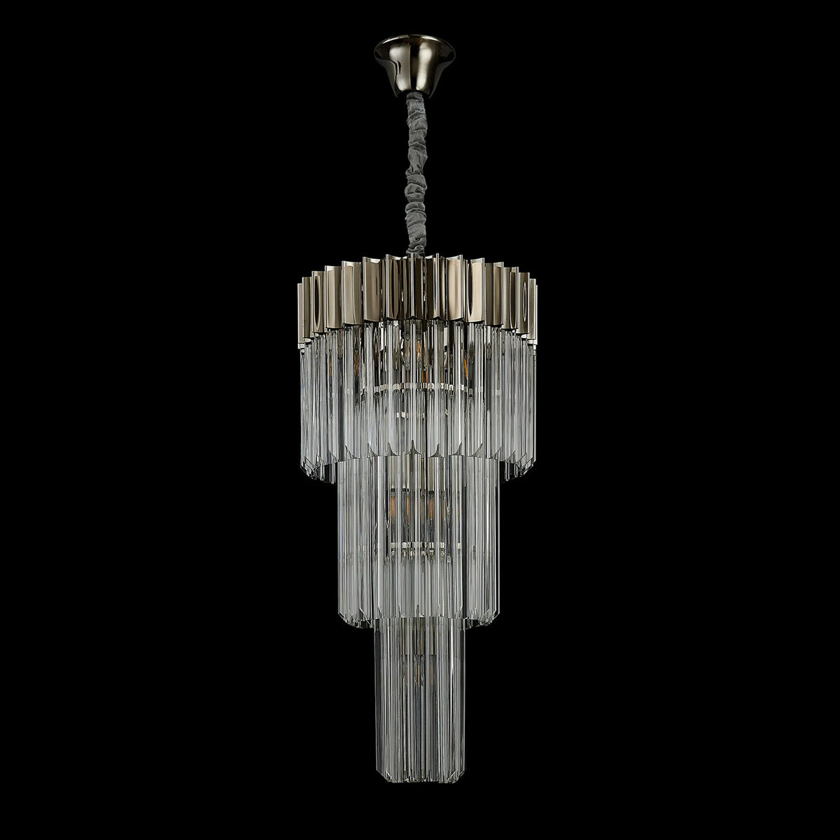 Kentisbeare 400mm 3 Tier Chandelier in Polished Nickel & Clear Glass