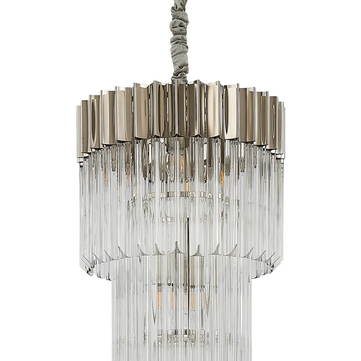 Kentisbeare 400mm 3 Tier Chandelier in Polished Nickel & Clear Glass