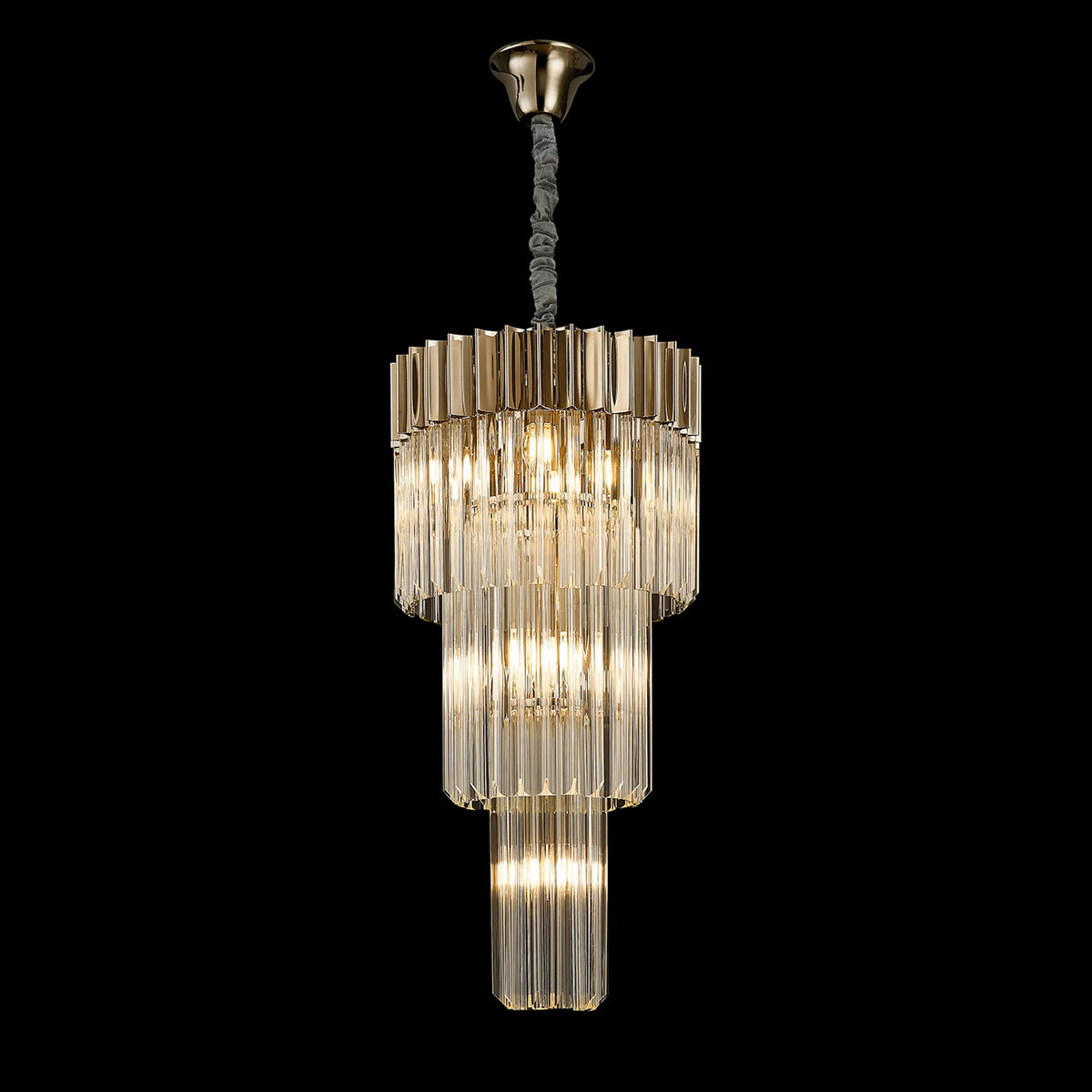 Kentisbeare 400mm 3 Tier Chandelier in Polished Nickel & Clear Glass