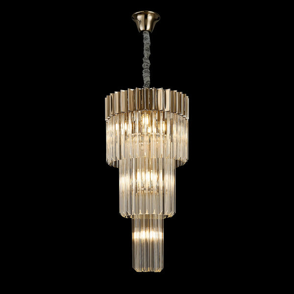 Kentisbeare 400mm 3 Tier Chandelier in Polished Nickel & Clear Glass
