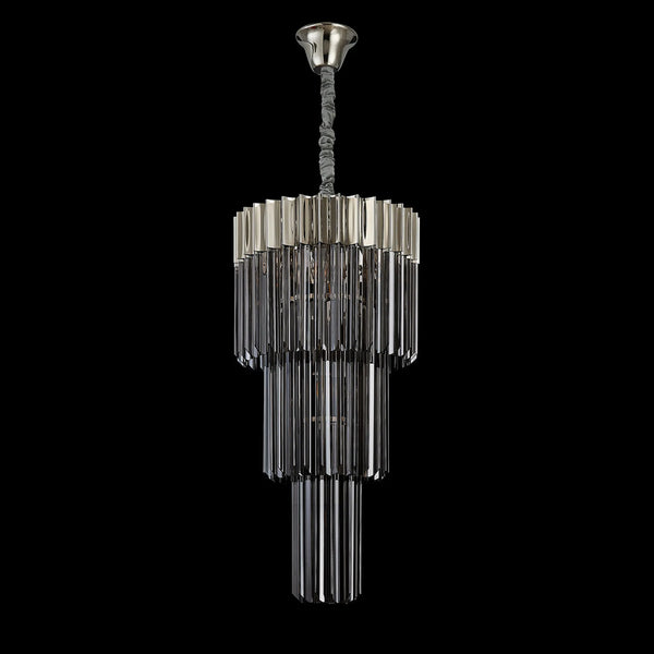 Lumiere Kentisbeare 400mm 3 tier chandelier in polished nickel and smoked glass