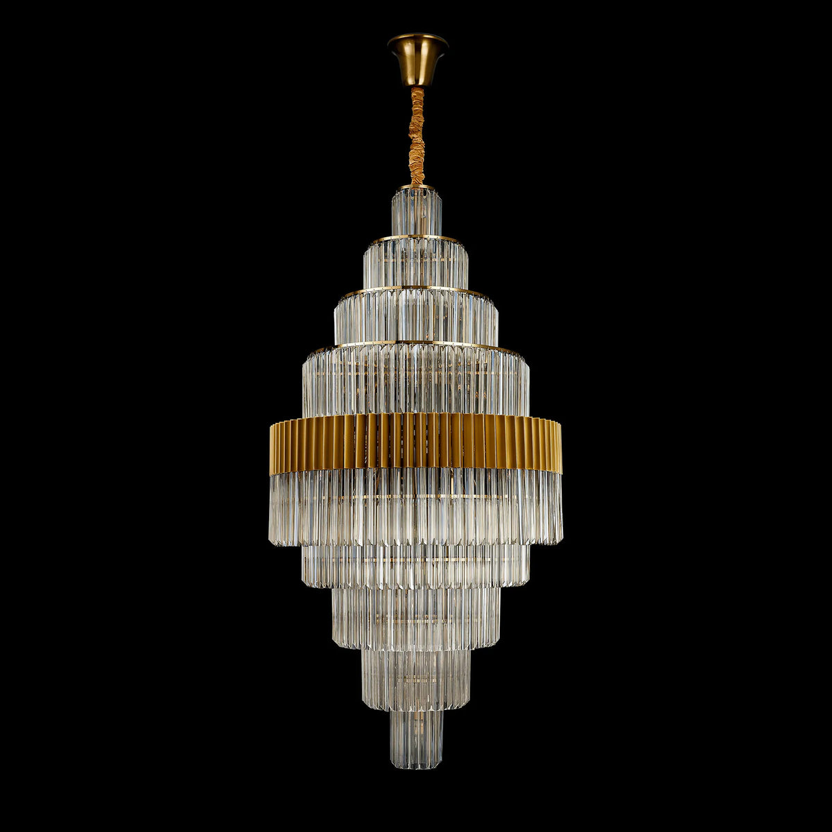 Kentisbeare 900mm Diamond Chandelier in Brass & Cognac Glass