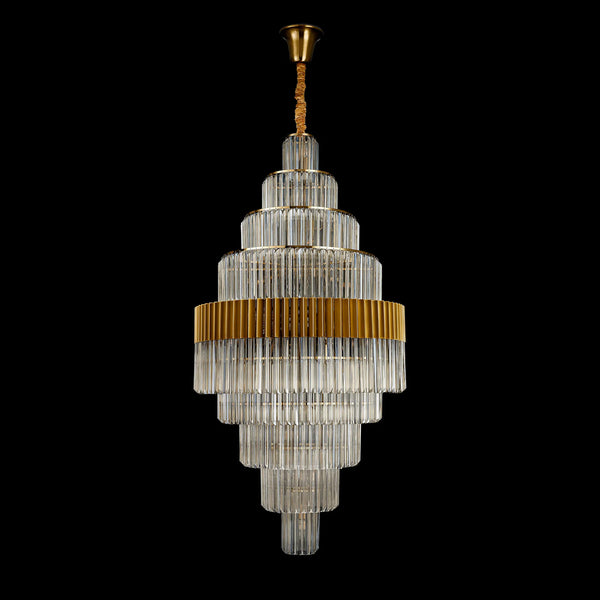 Kentisbeare 900mm Diamond Chandelier in Brass & Cognac Glass
