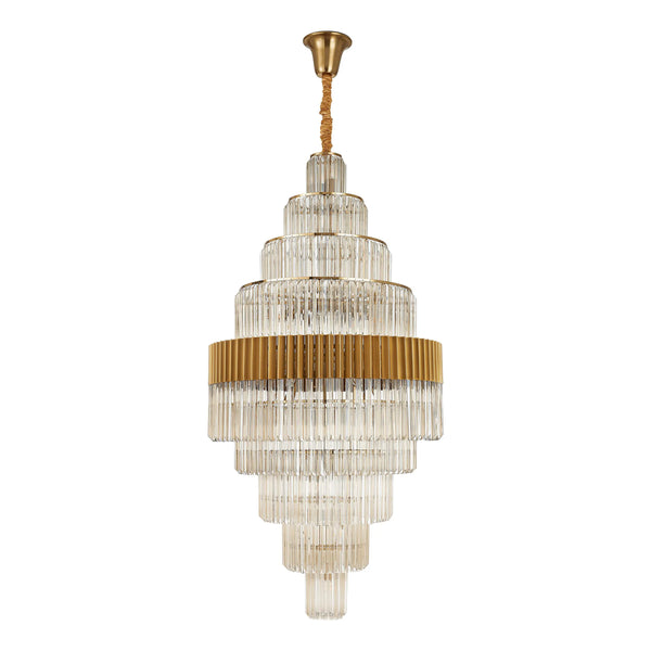 Kentisbeare 900mm Diamond Chandelier in Brass & Cognac Glass
