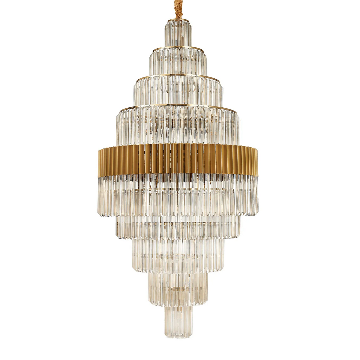 Kentisbeare 900mm Diamond Chandelier in Brass & Cognac Glass