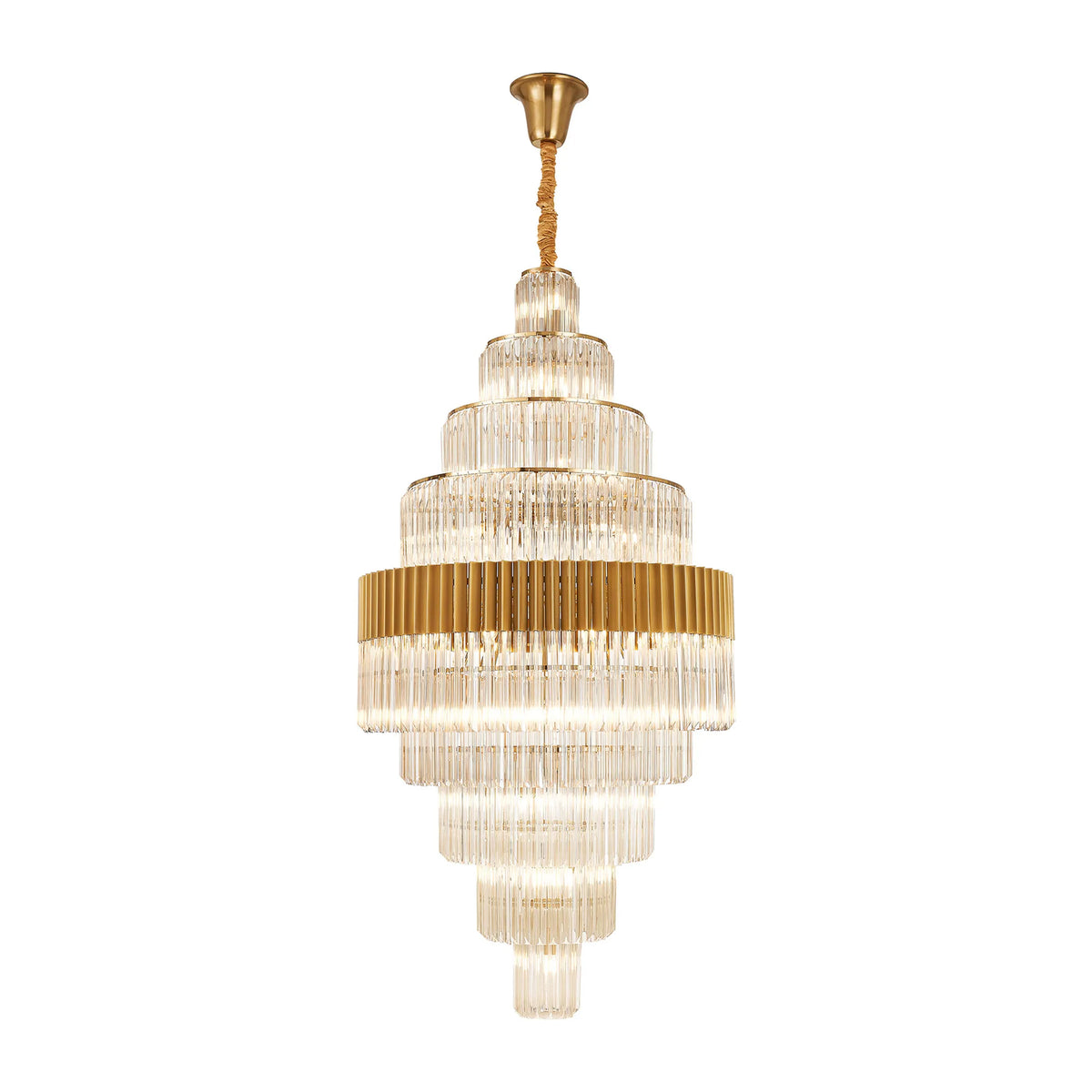 Kentisbeare 900mm Diamond Chandelier in Brass & Cognac Glass
