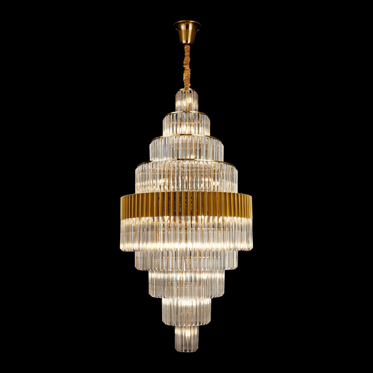 Kentisbeare 900mm Diamond Chandelier in Brass & Cognac Glass