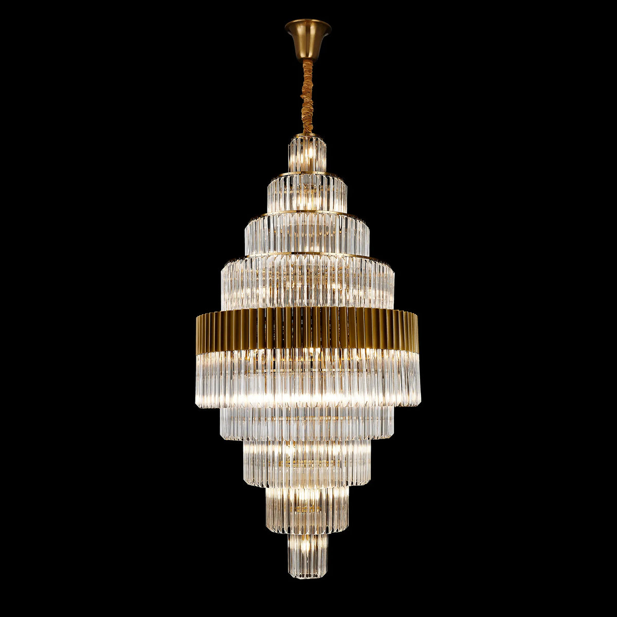 Kentisbeare 900mm Diamond Chandelier in Brass & Clear Glass