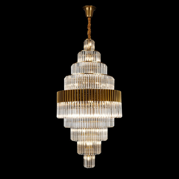 Kentisbeare 900mm Diamond Chandelier in Brass & Clear Glass