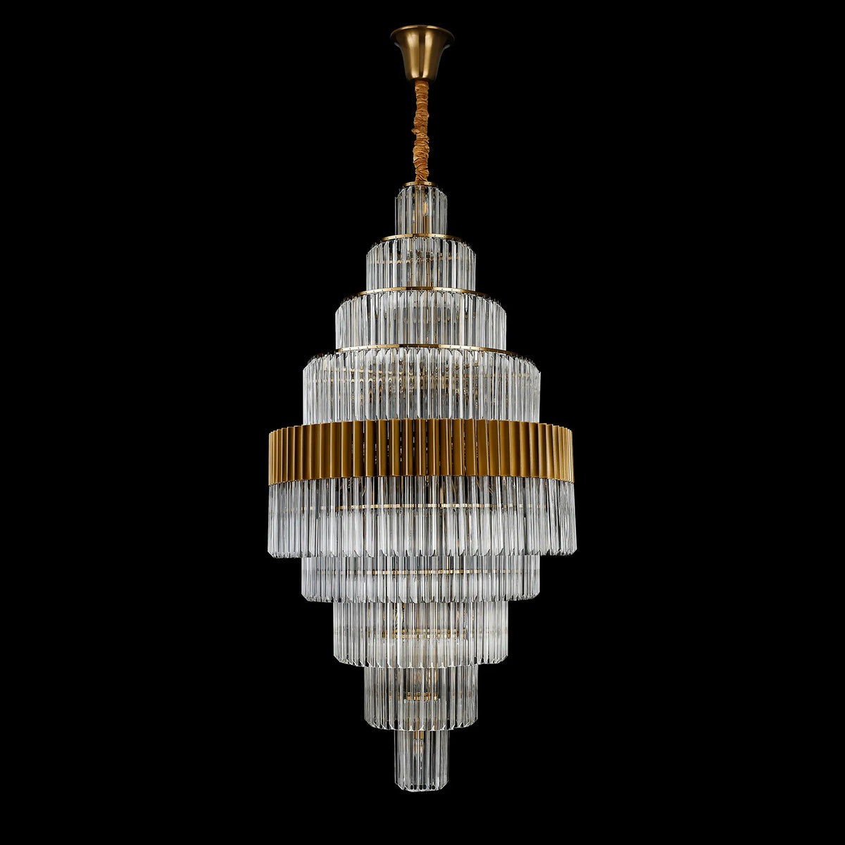 Kentisbeare 900mm Diamond Chandelier in Brass & Clear Glass