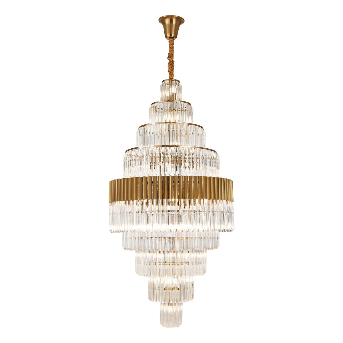 Kentisbeare 900mm Diamond Chandelier in Brass & Clear Glass
