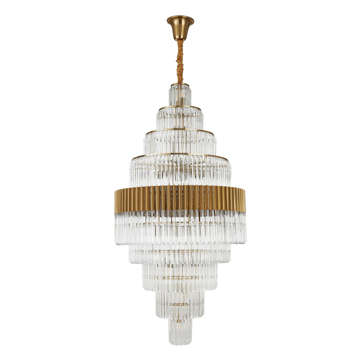 Kentisbeare 900mm Diamond Chandelier in Brass & Clear Glass
