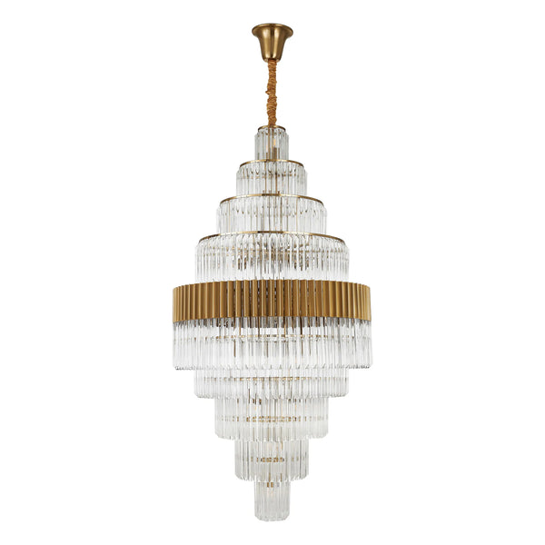 Kentisbeare 900mm Diamond Chandelier in Brass & Clear Glass