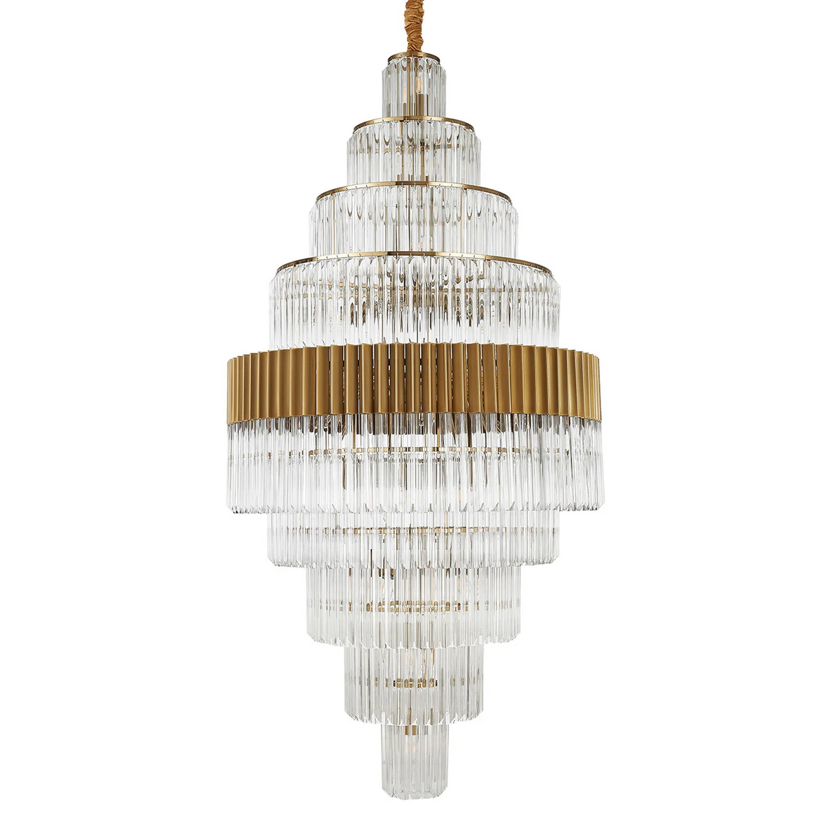 Kentisbeare 900mm Diamond Chandelier in Brass & Clear Glass
