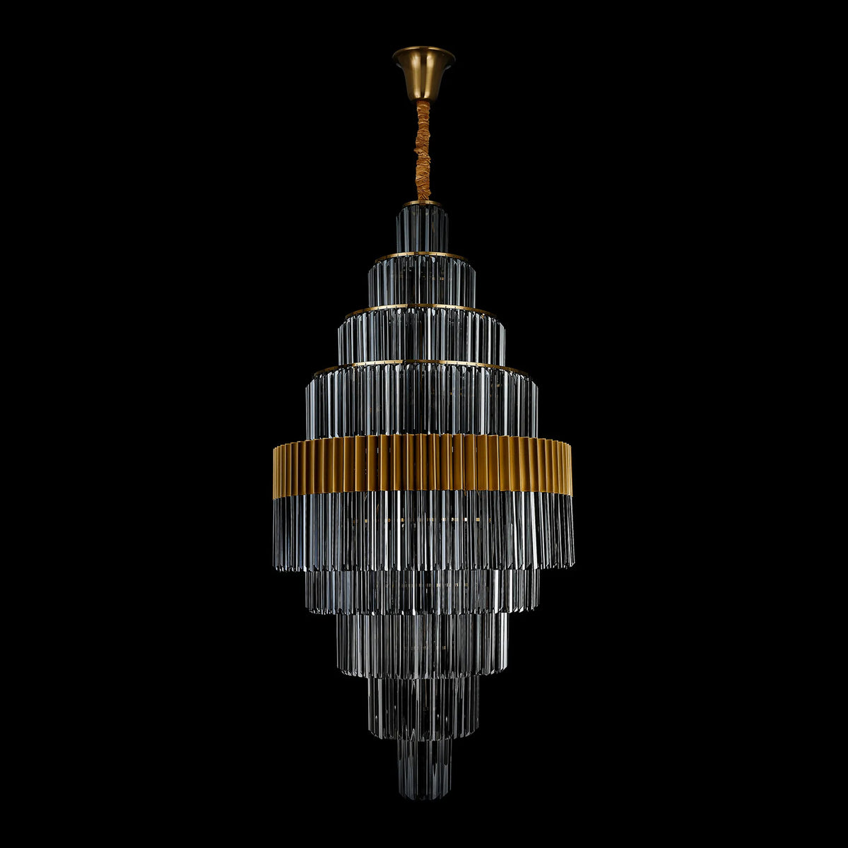 Kentisbeare 900mm Diamond Chandelier in Brass & Smoked Glass