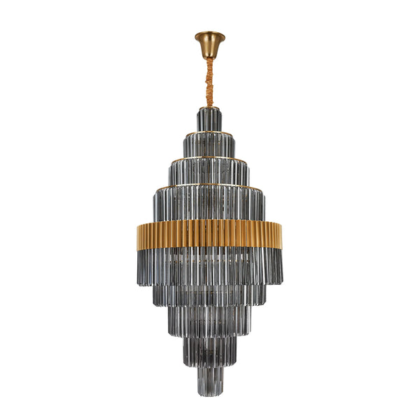 Kentisbeare 900mm Diamond Chandelier in Brass & Smoked Glass