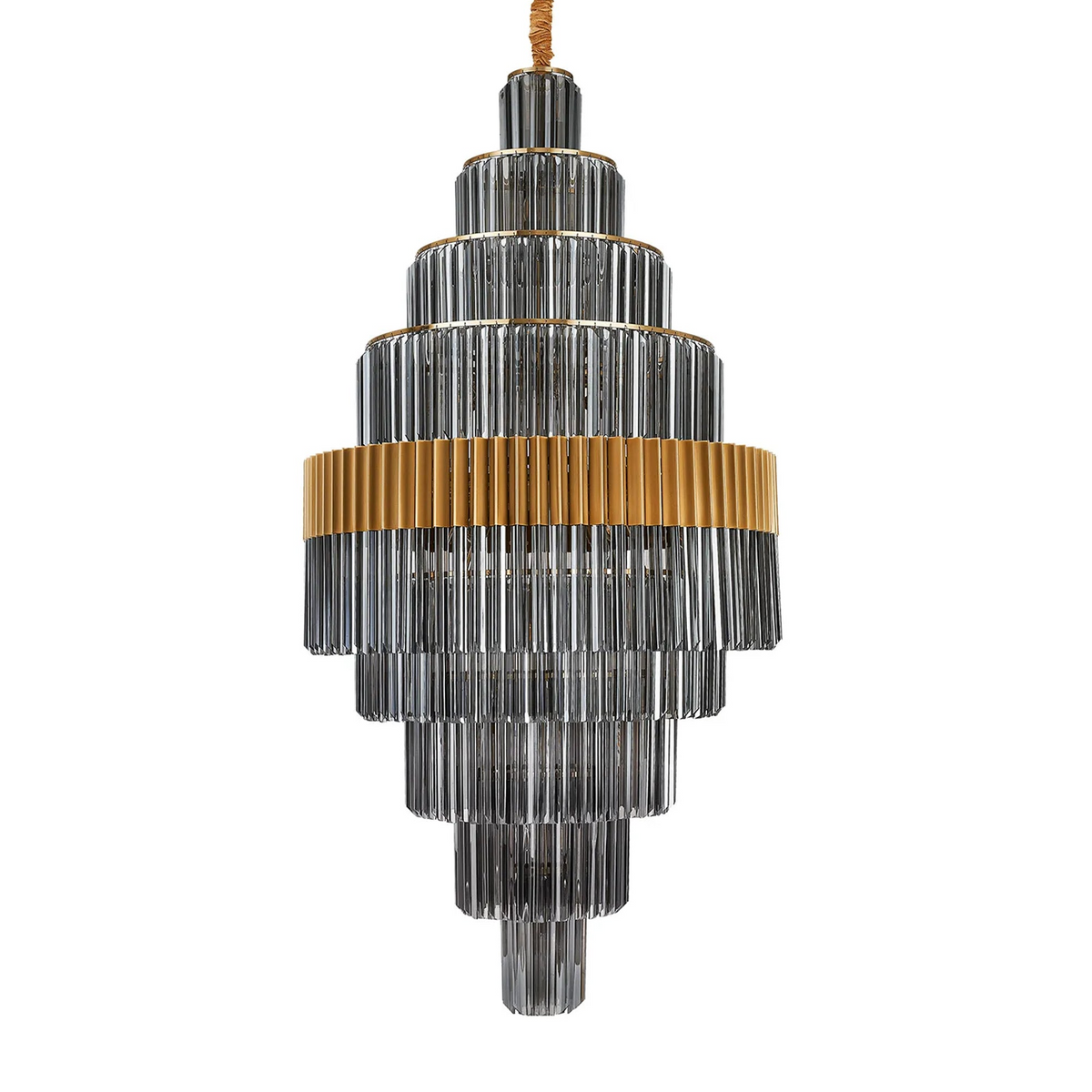 Kentisbeare 900mm Diamond Chandelier in Brass & Smoked Glass