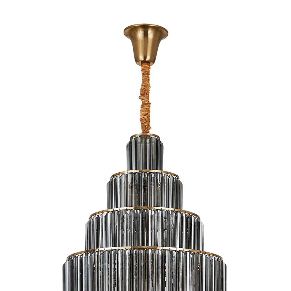 Kentisbeare 900mm Diamond Chandelier in Brass & Smoked Glass