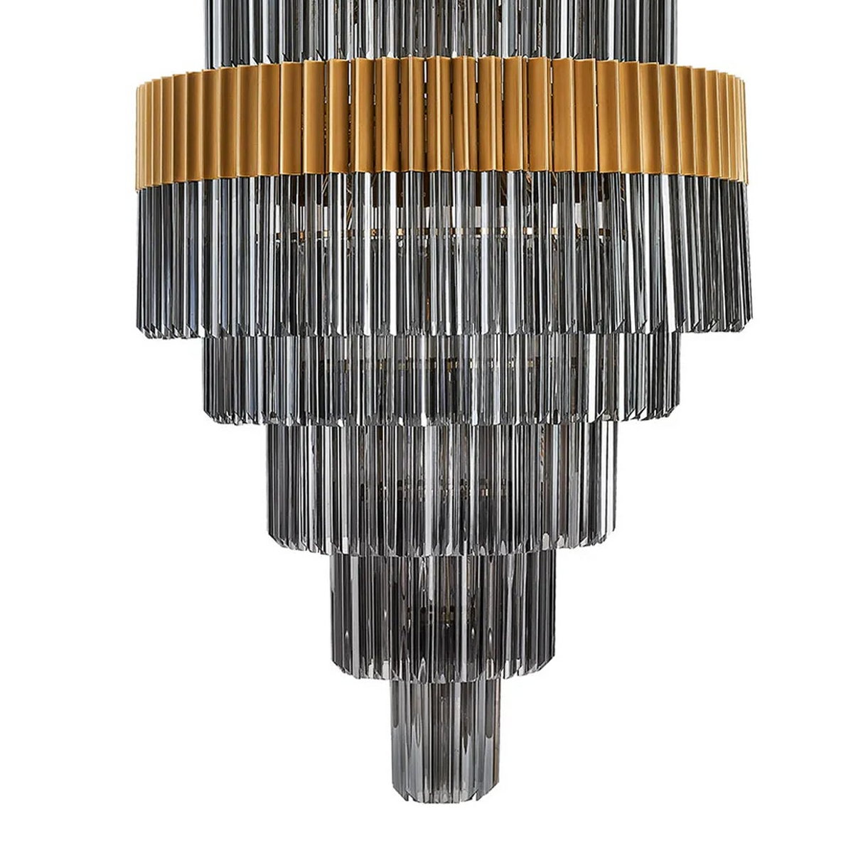 Kentisbeare 900mm Diamond Chandelier in Brass & Smoked Glass