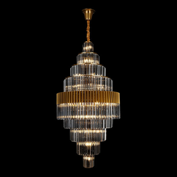 Kentisbeare 900mm Diamond Chandelier in Brass & Smoked Glass