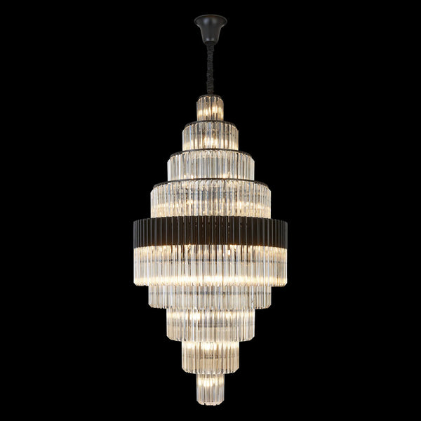 Kentisbeare 900mm Diamond Chandelier in Matt Black & Cognac Glass