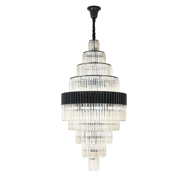 Kentisbeare 900mm Diamond Chandelier in Matt Black & Cognac Glass