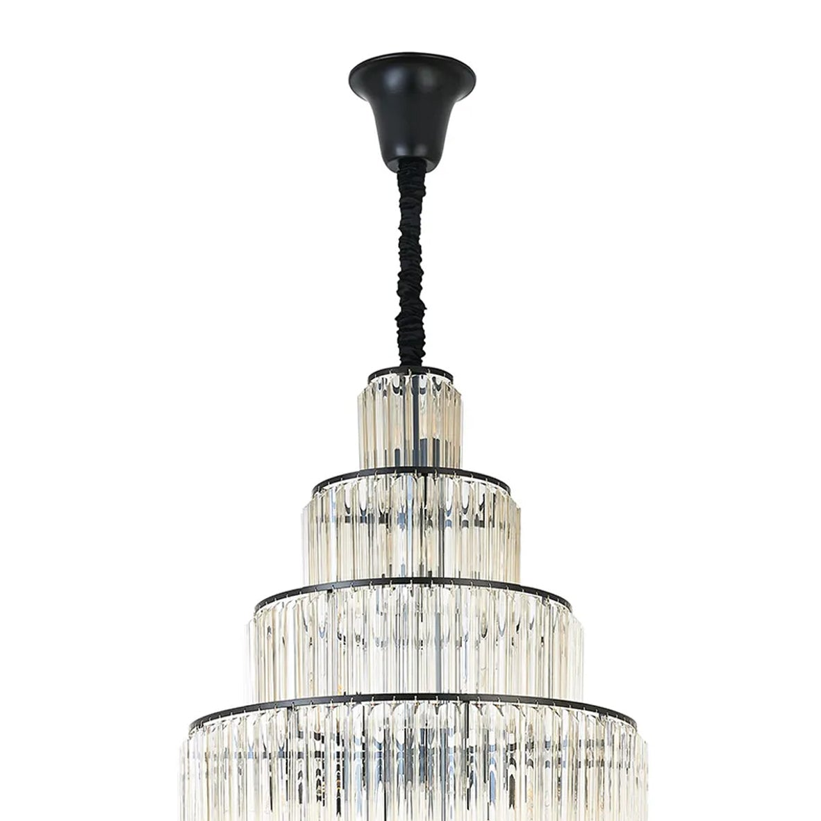 Kentisbeare 900mm Diamond Chandelier in Matt Black & Cognac Glass